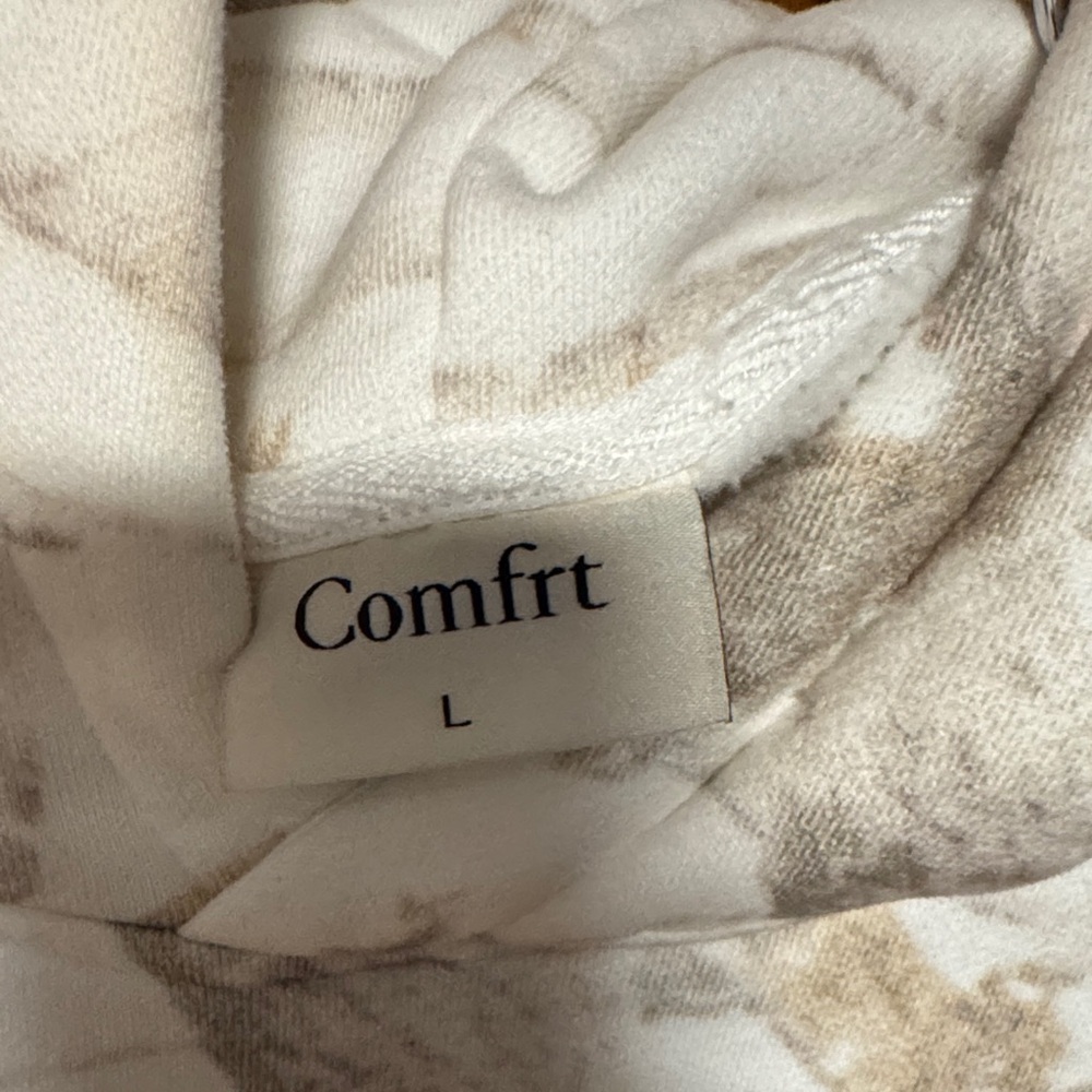 Neutral Cream Patterned Hoodie Sweatshirt - Men's - Picture 3 of 4